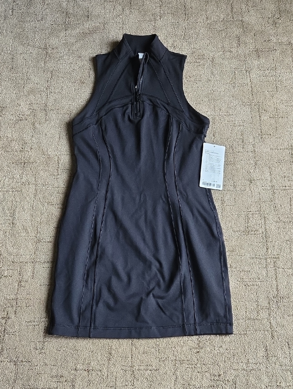 NWT Lululemon Define Sleeveless Black Athletic Zip-Neck Dress